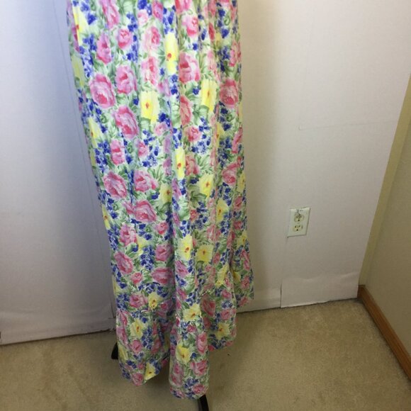 Eileen West Long Cami Nightgown Size M Womans Pink Floral Cotton Vtg Cottagecore - Picture 12 of 13